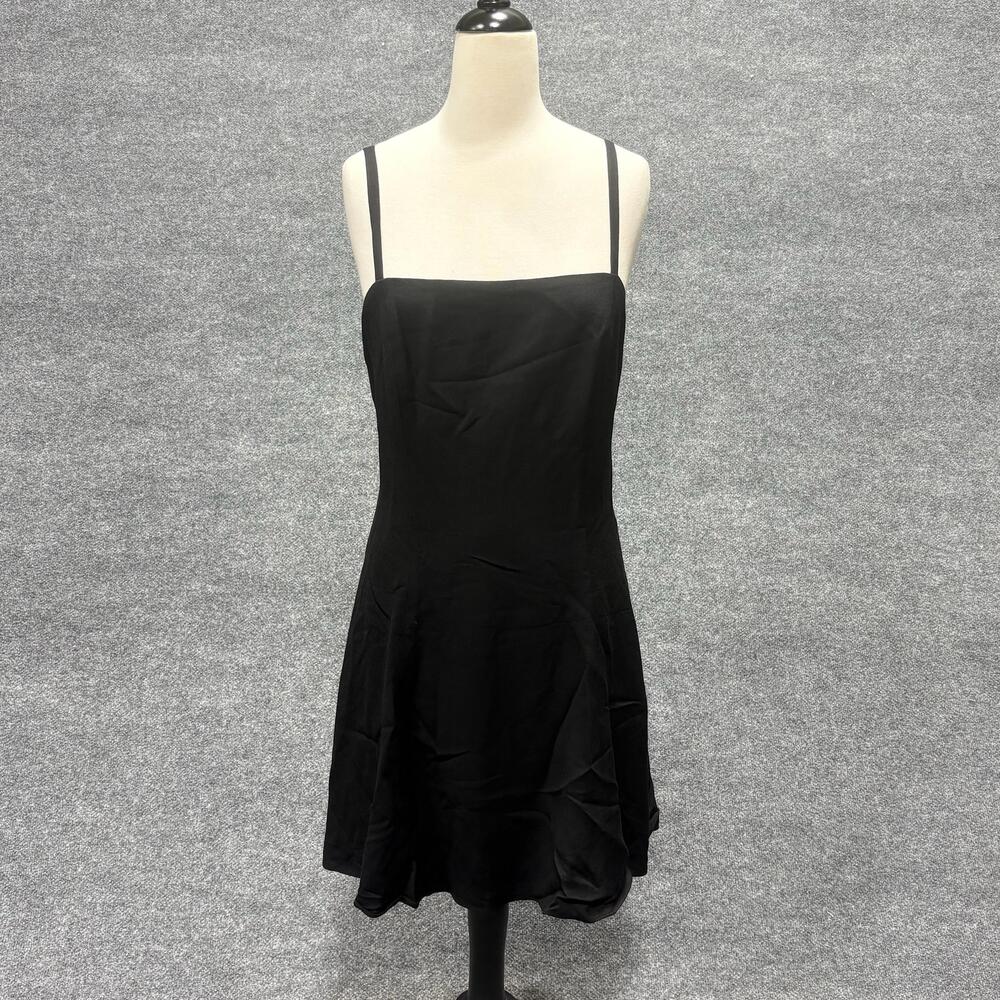 Polo Ralph Lauren Dress Womens 12 Black Square Neck Slip Fit Flare Mini